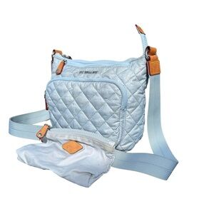 MZ Wallace Metro Scout Deluxe Crossbody Shoulder Bag Stone Blue
